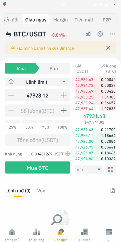 Cách giao dịch đồng USDT