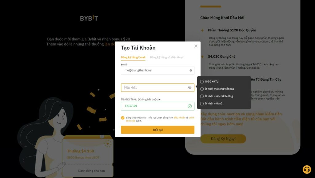 Hướng dẫn đăng ký tài khoản Bybit