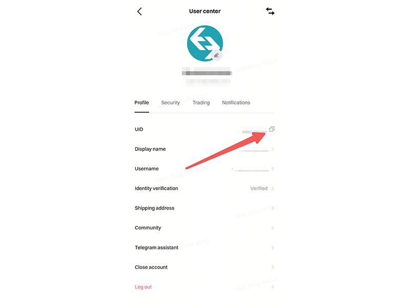 Cách lấy UID trên ứng dụng điện thoại (Bitget App)
