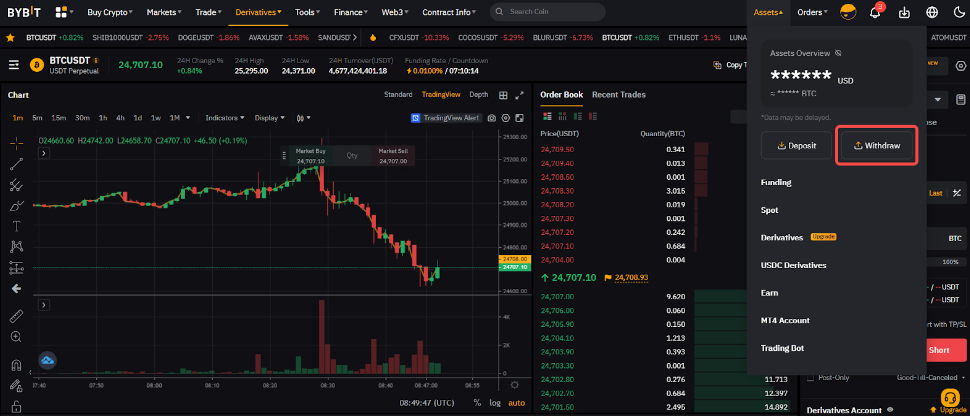 cách rút tiền từ sàn Bybit