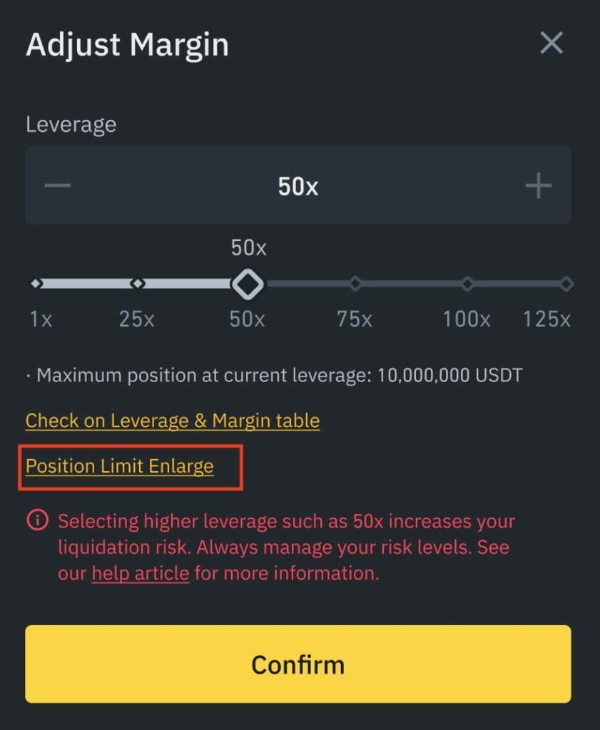 Điều chỉnh đòn bẩy Binance khi đã vào lệnh