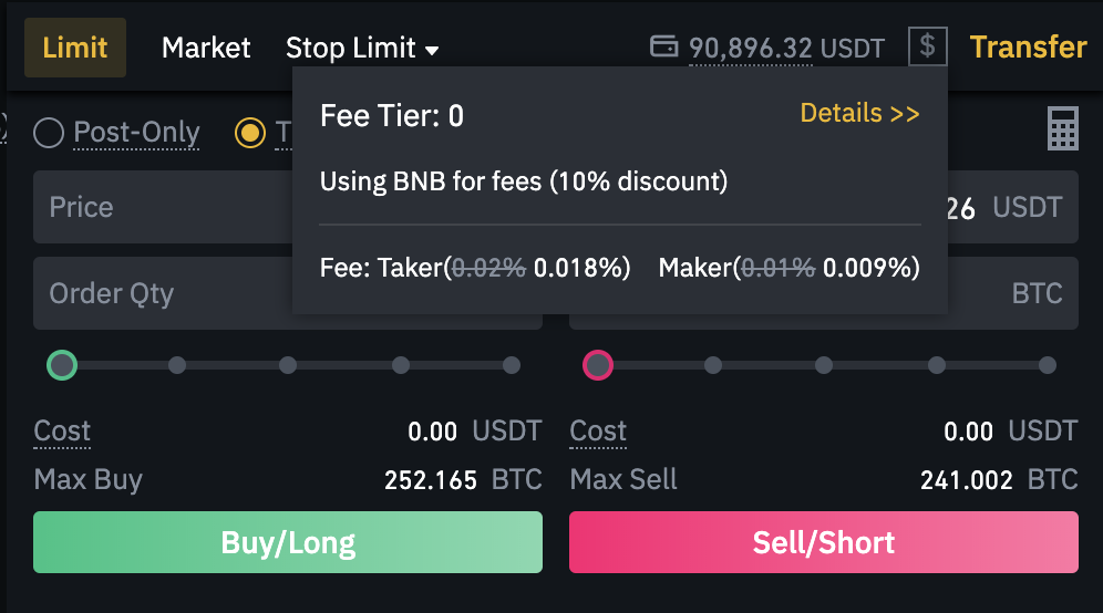 Cách tính phí Future Binance