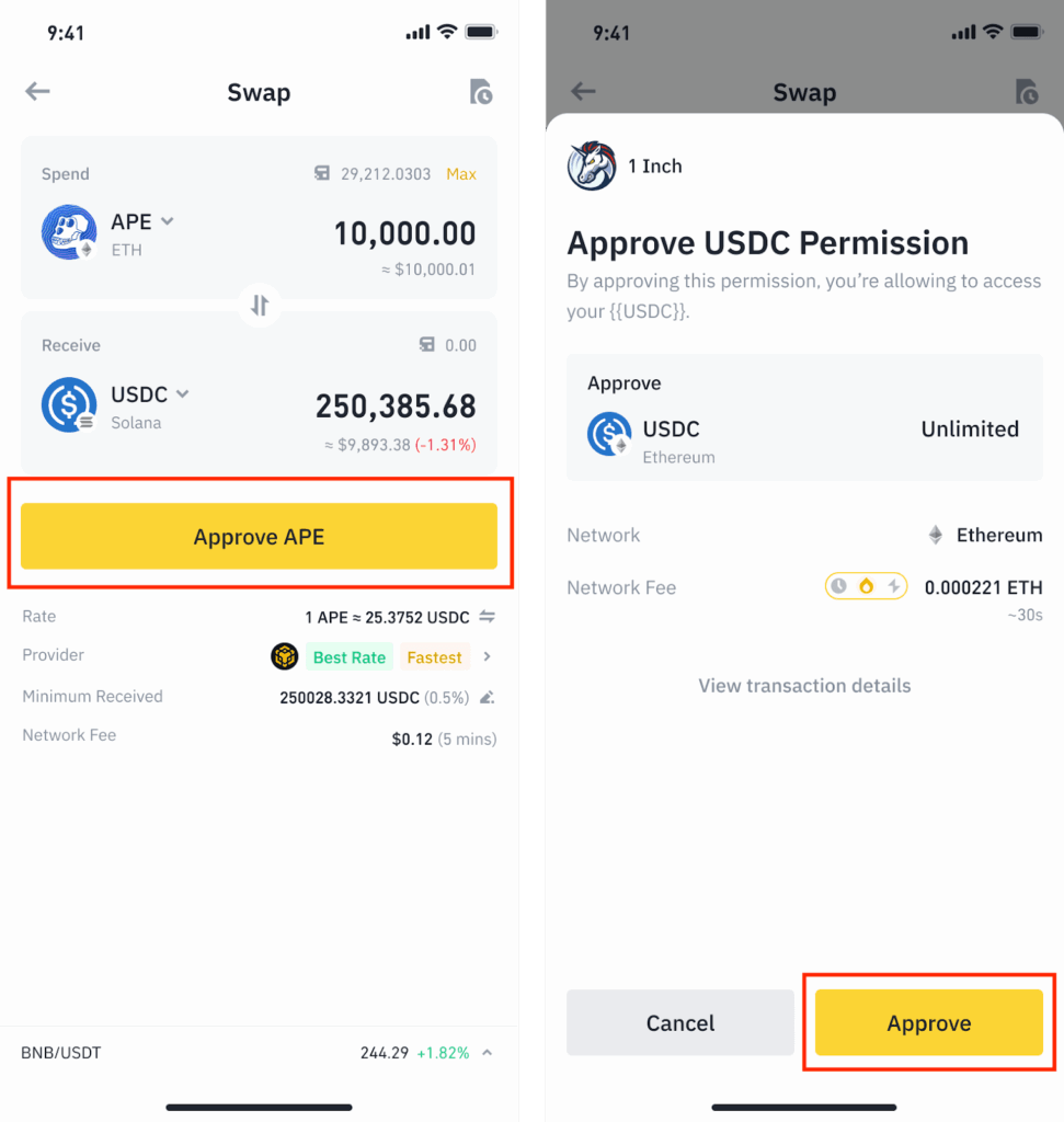 Giao dịch và hoán đổi token: