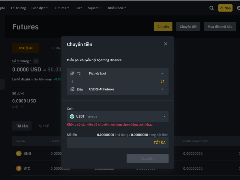 Cách đặt lệnh Future trên Binance