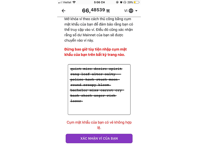Bước 5: Lấy địa chỉ ví Pi Network
