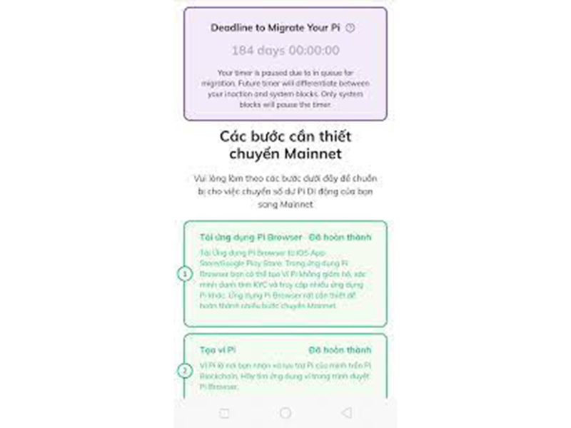 Điều kiện chuyển số dư sang Mainnet