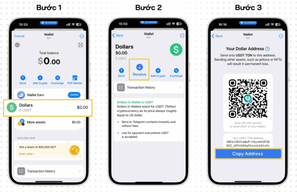 Cách lấy địa chỉ ví TON trên Telegram